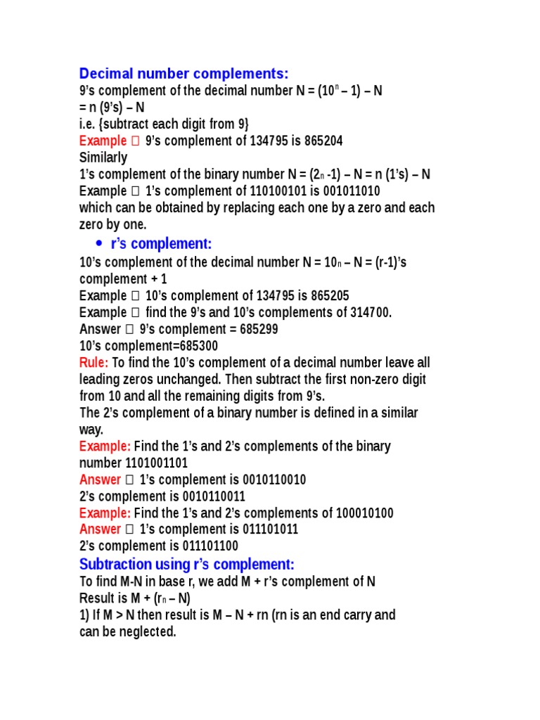 Decimal Number Complements | PDF