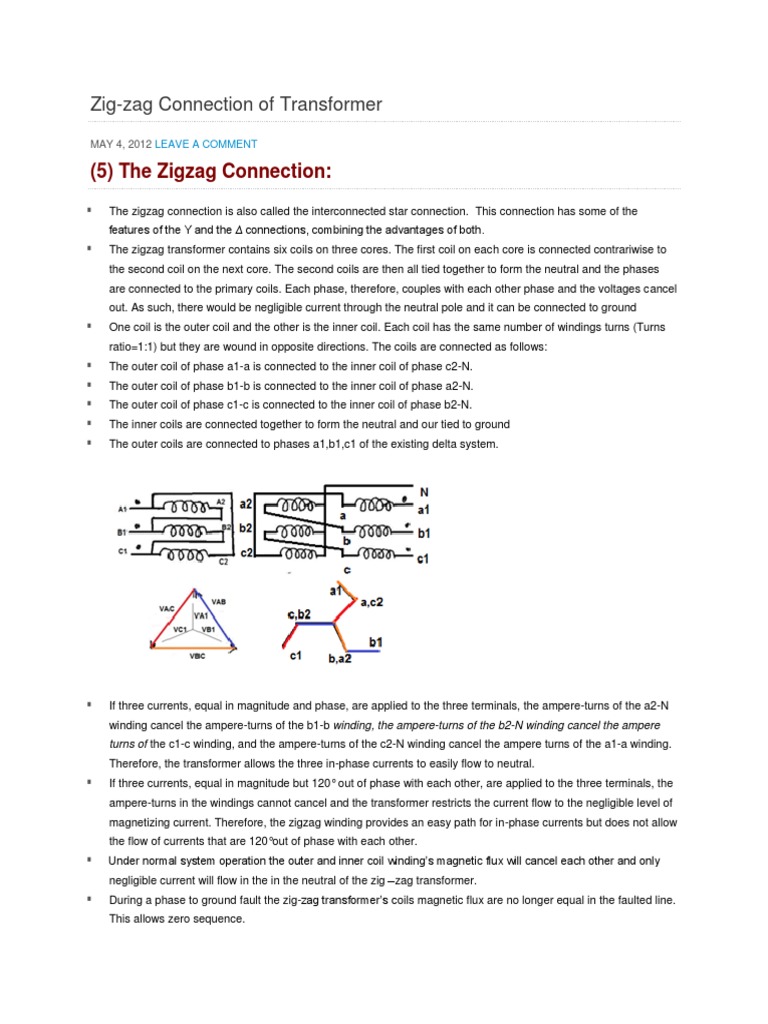 Zigzag Connection of Transformer Transformer Power Engineering