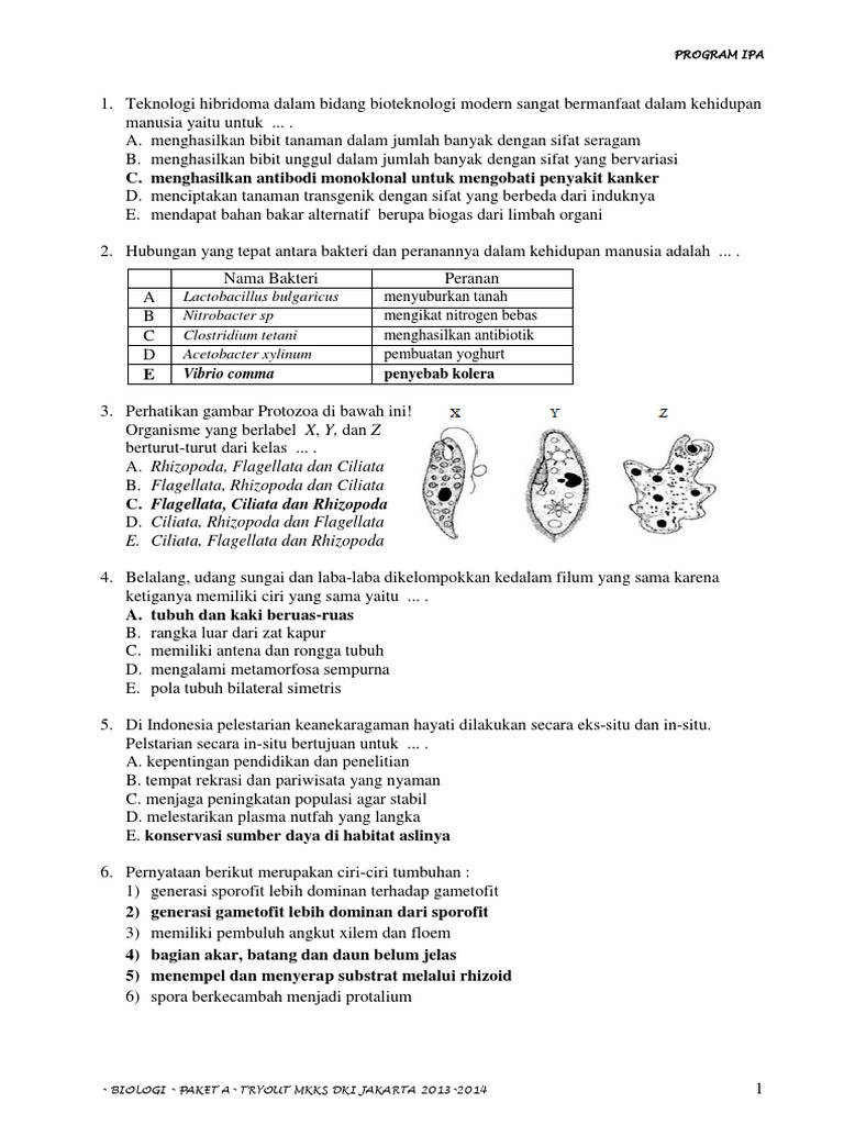 Paket A Soal Ujian Nasional Biologi 2012
