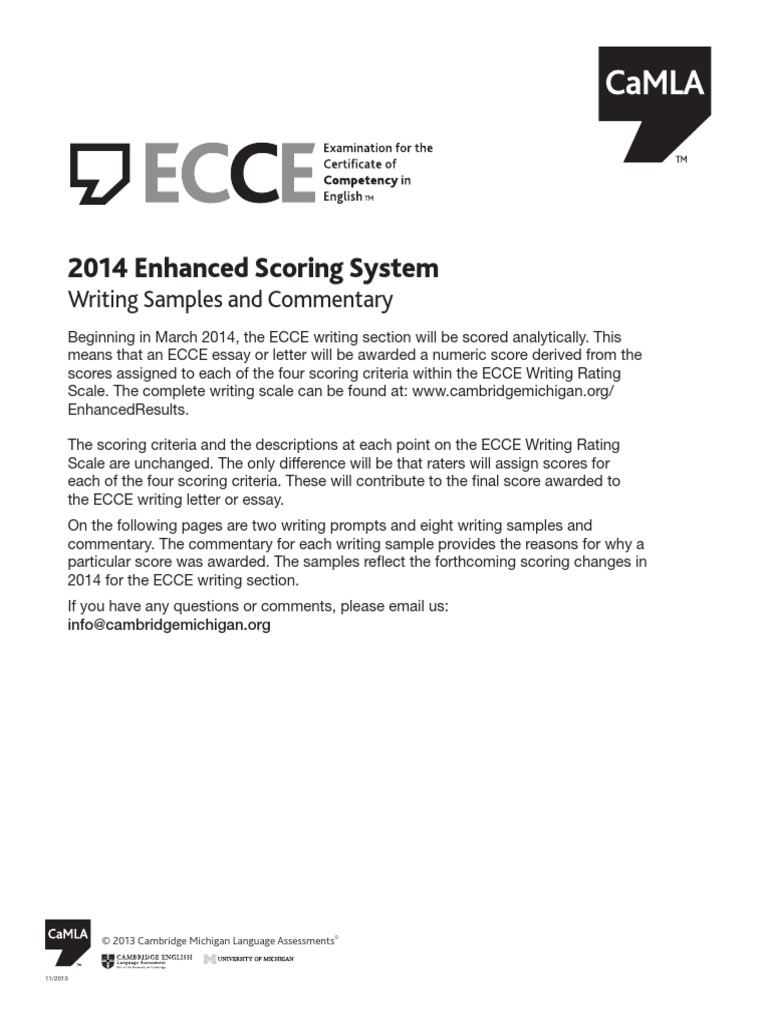 ECCE EnhancedResults Writing 2014 | PDF | Career & Growth