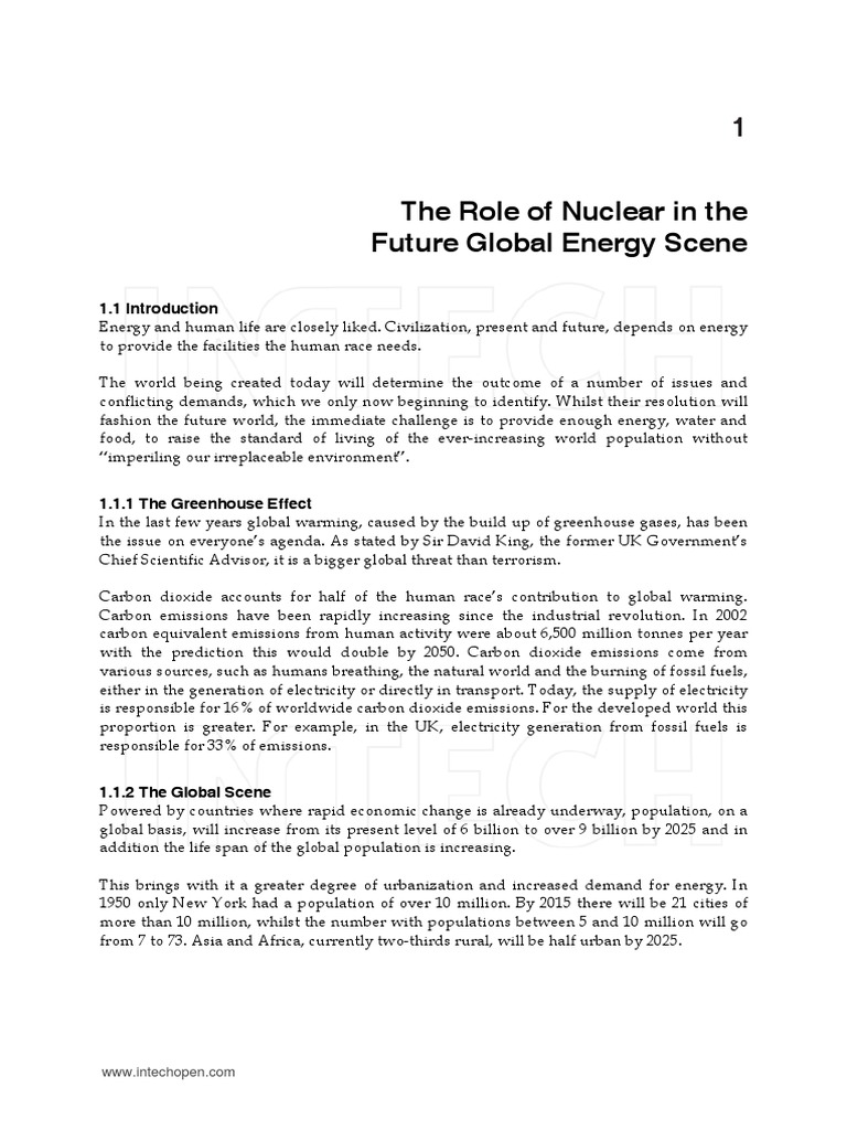 The Role of Nuclear in The Future Global Energy Scene 1 | PDF ...