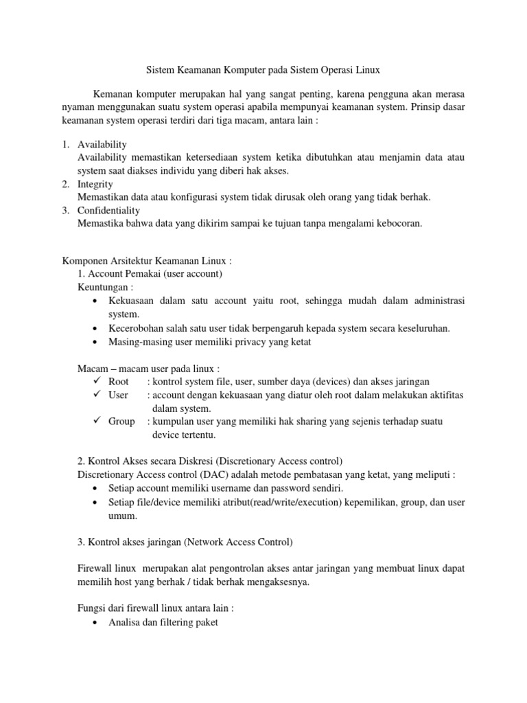 Sistem Keamanan Komputer Pada Linux