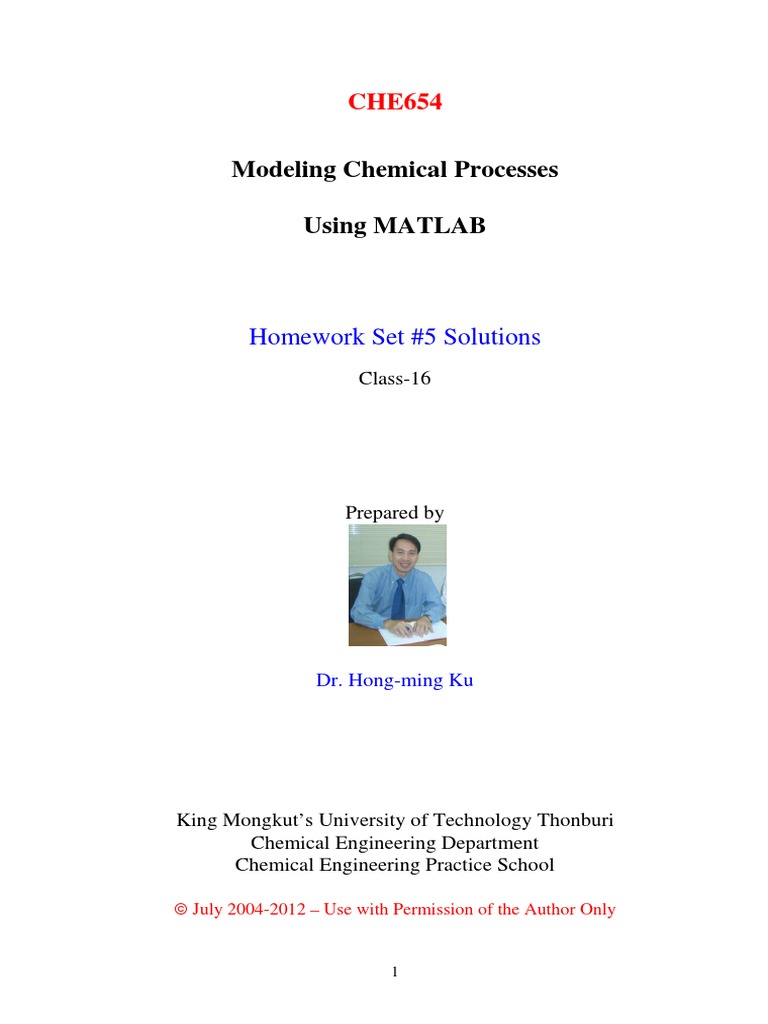 Chemical Process Modeling Solutions | PDF | Continuum Mechanics | Chemistry