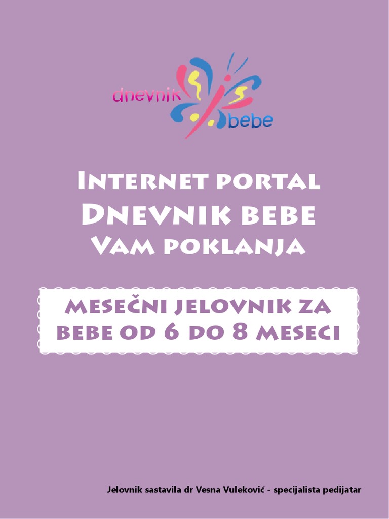 Jelovnik Za Bebe Od 8 10 Meseci PDF