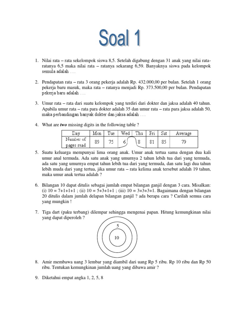 Soal Olimpiade Matematika Statistika Dan Peluang 1 Docx