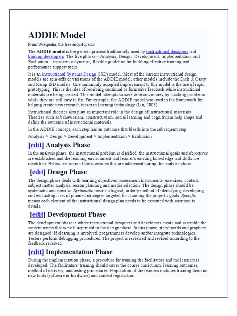 Addie Model | PDF | Art