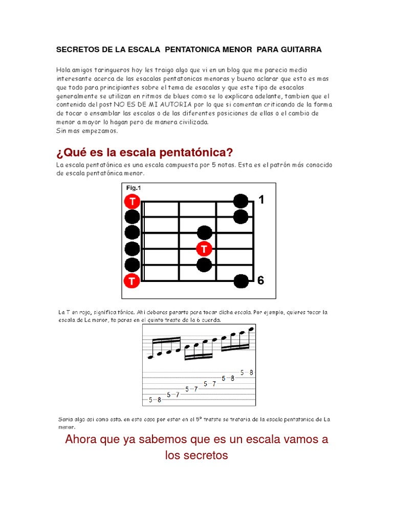 Secretos de la Escala Pentatónica Menor | PDF | Escala (música ...