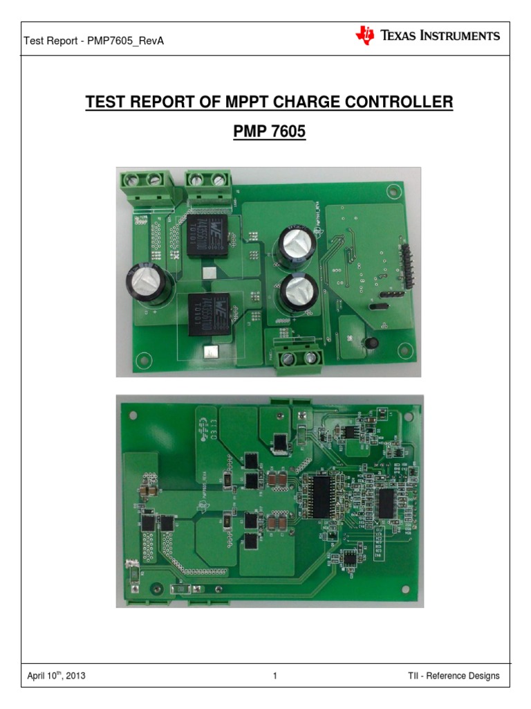 Test Report of MPPT Charge Controller PMP 7605 | PDF
