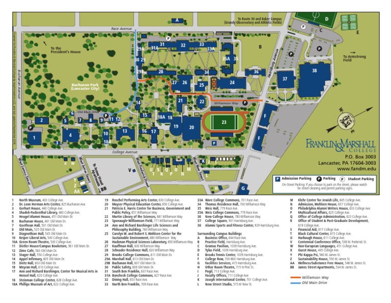 Franklin And Marshall College Map Franklin Marshall College Campus Map | Pdf | Students | Universities And  Colleges