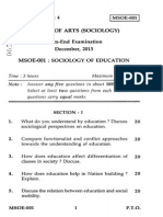 Master of Arts (Sociology) Term-End Examination December, 2013 Msoe-001: Sociology of Education