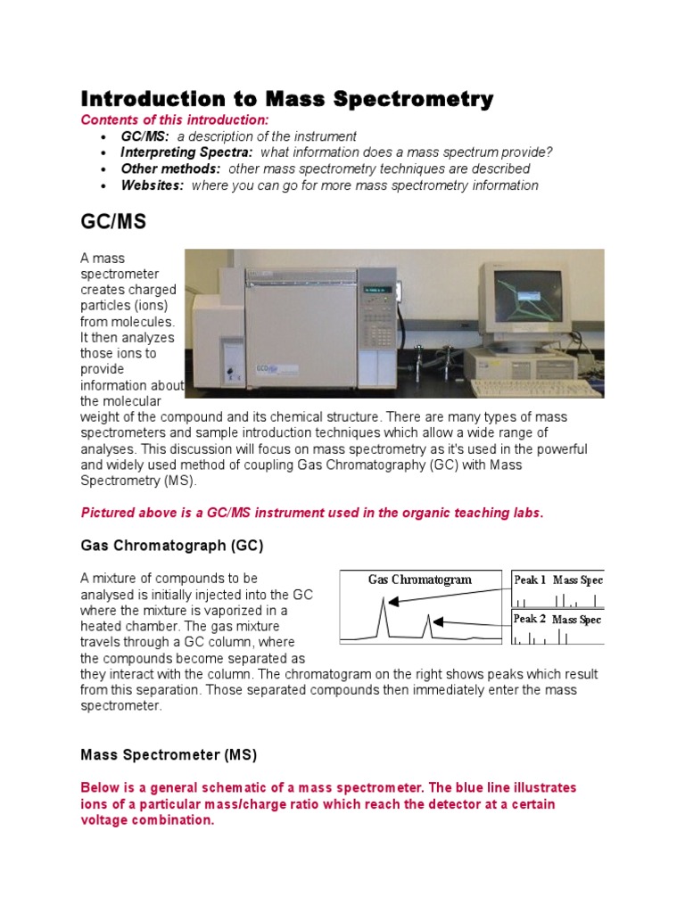 Introduction To Mass Spectrometry PDF Mass Spectrometry Gas