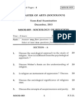 Master of Arts (Sociology) Term-End Examination December, 2013 Msoe-003: Sociology of Religion