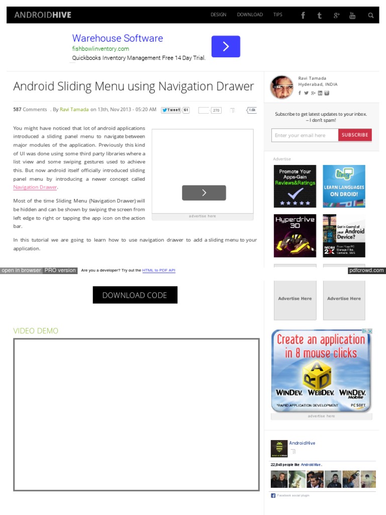 Android Sliding Menu Using Navigation Drawer: Warehouse Software | PDF ...