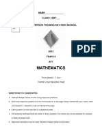 2013 AT1 HSC Mathematics Qs