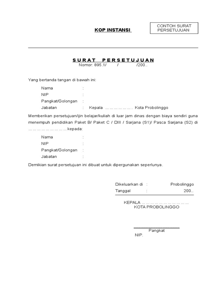 Contoh Lampiran Surat Ijin Belajar S2