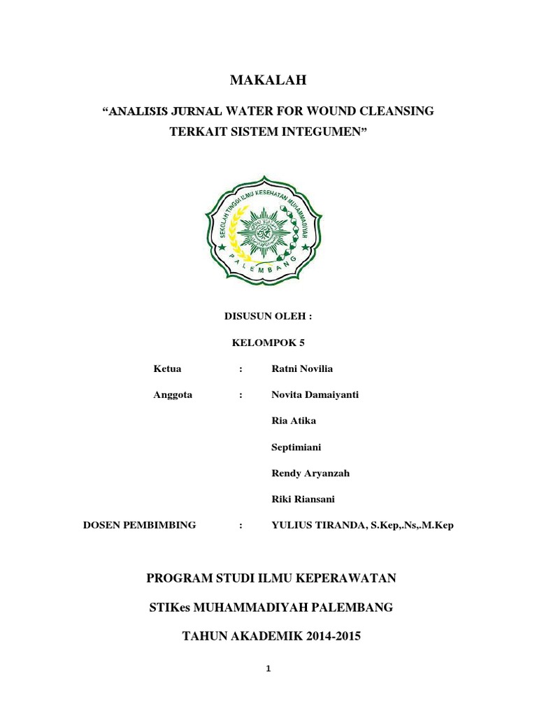 Analisis Jurnal Water For Wound Cleansing Terkait Sistem Integumen