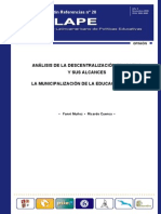 Análisis de La Descentralización Educativa y Sus Alcances La Municipalización de La Educación Pública