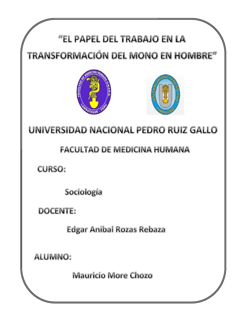 EL PAPEL DEL TRABAJO EN LA TRANSFORMACION DEL MONO EN