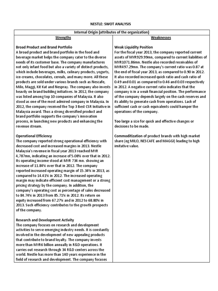 Nestle Swot Analysis Pdf Nestle Brand