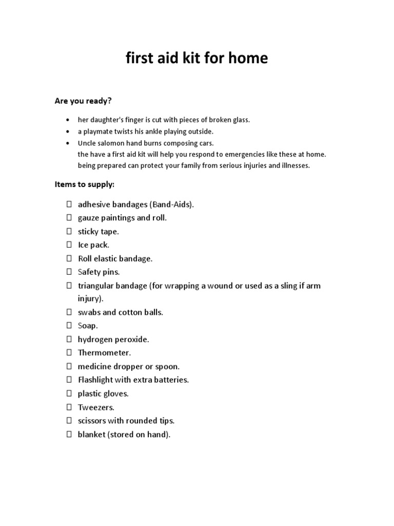 Essential Home First Aid Kit Guide | PDF
