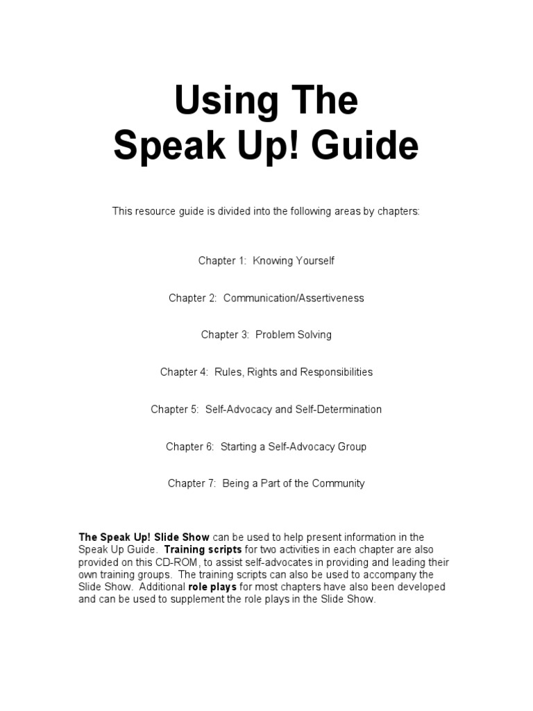 Speak Up Guide | PDF | Disability | Teachers