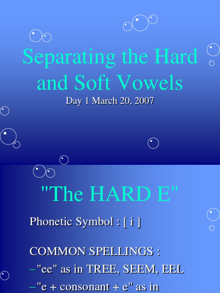Hard and Soft Vowel Sounds Guide | PDF
