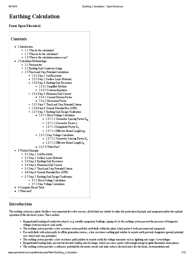 Earthing Calculation - Open Electrical | PDF | Electrical Resistivity ...