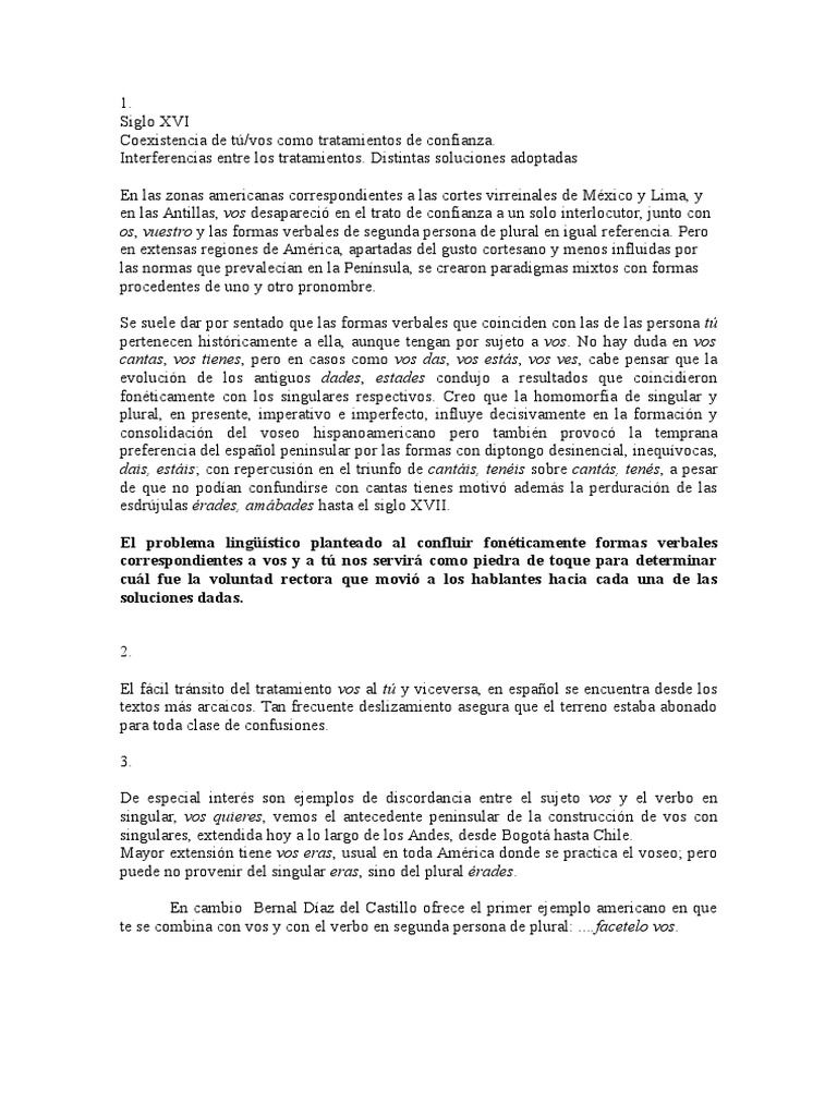 Ejemplos de Voseo en el Español | PDF | Lengua española | Verbo