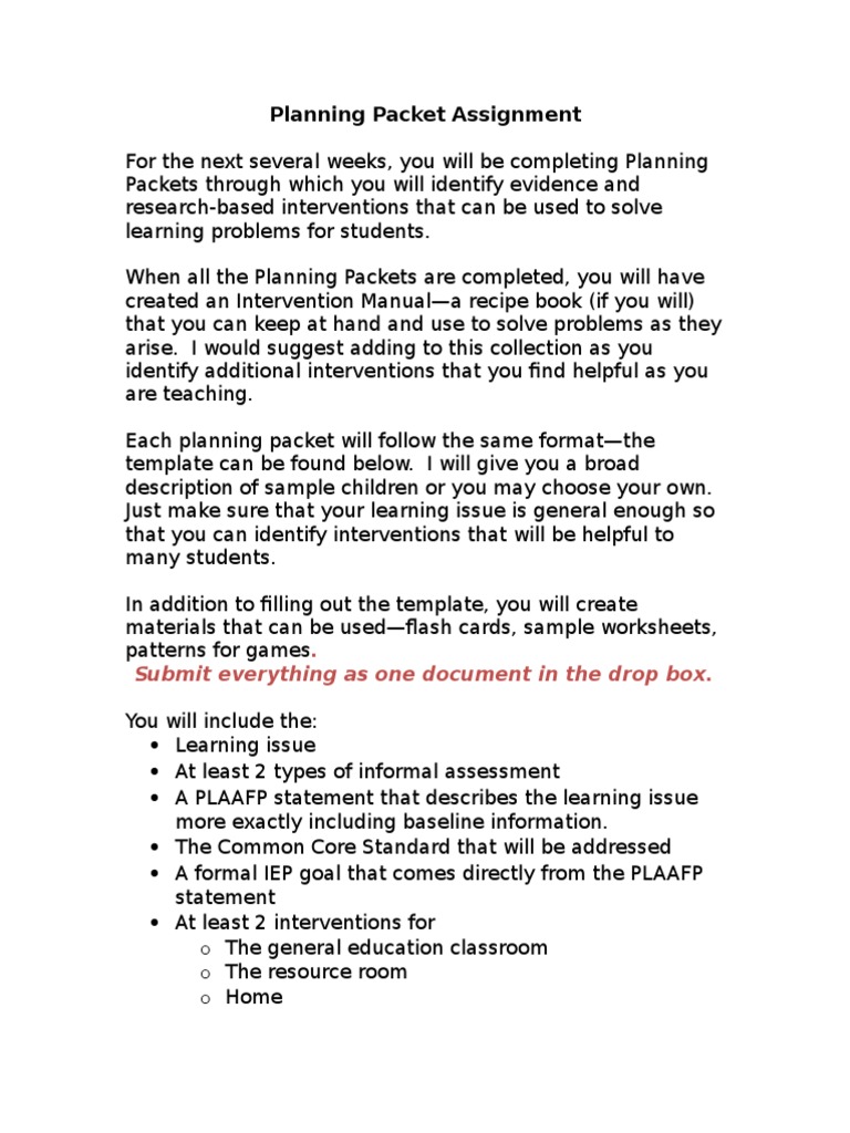 779 Planning Packet Math | PDF | Individualized Education Program ...