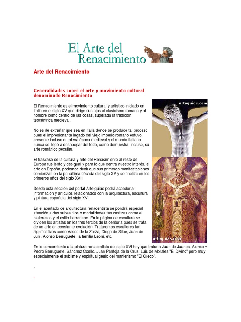Arte Del Renacimiento | PDF | Renacimiento | Miguel Ángel