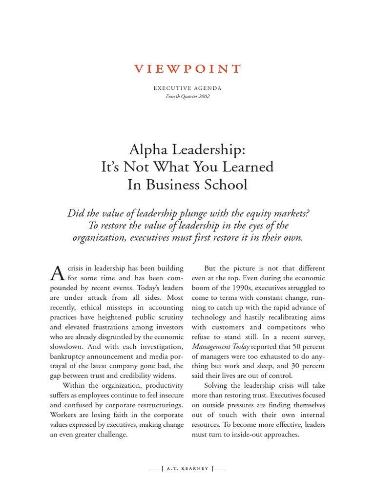 Alpha Leadership: Tools for Change | PDF | Leadership | Strategic ...