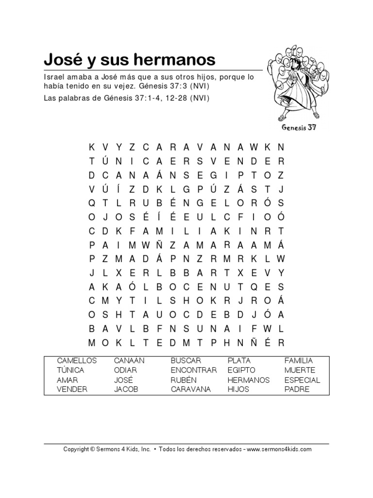 Sopa De Letras De Jose Y Sus Hermanos Pdf