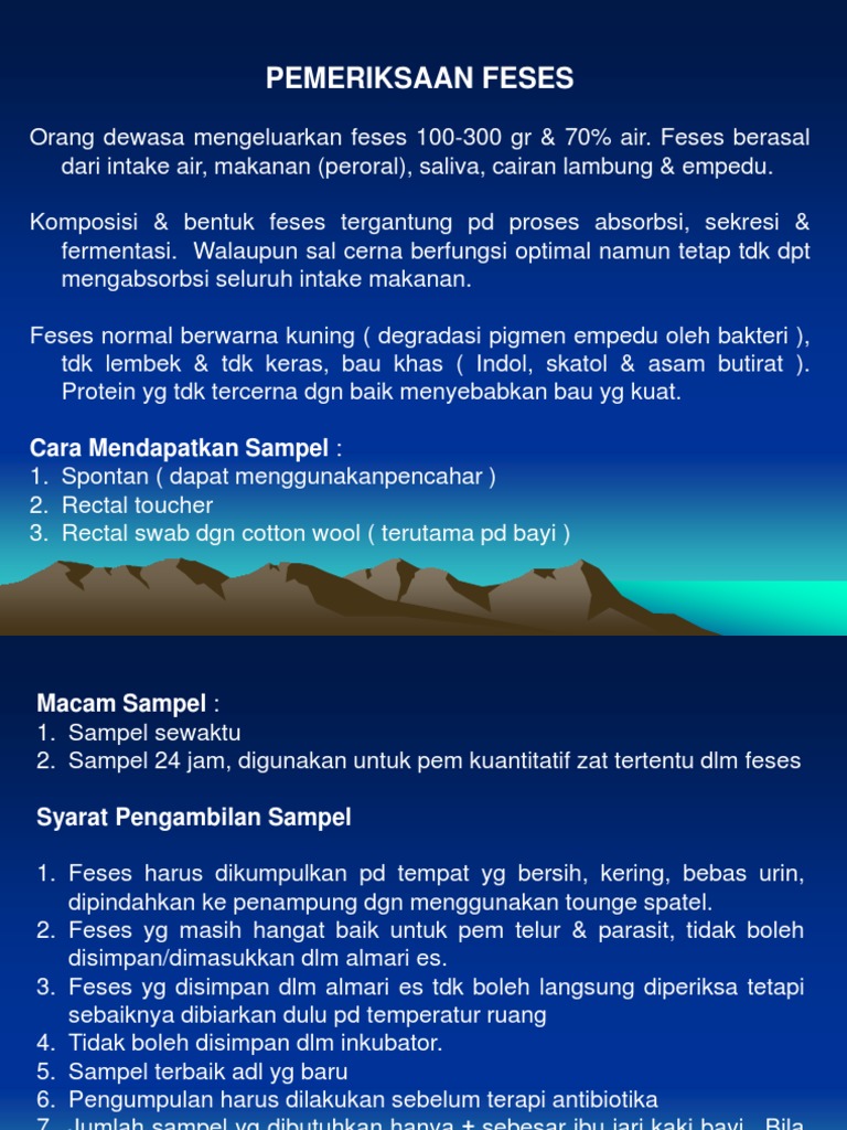Pemeriksaan Feses: Komposisi dan Analisis | PDF | Kesehatan Holistik