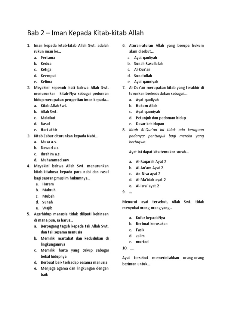 Soal Essay Materi Iman Kepada Hari Akhir