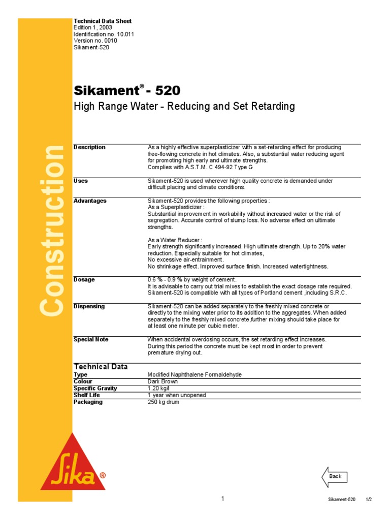 Sikament 520 | PDF | Concrete | Nature
