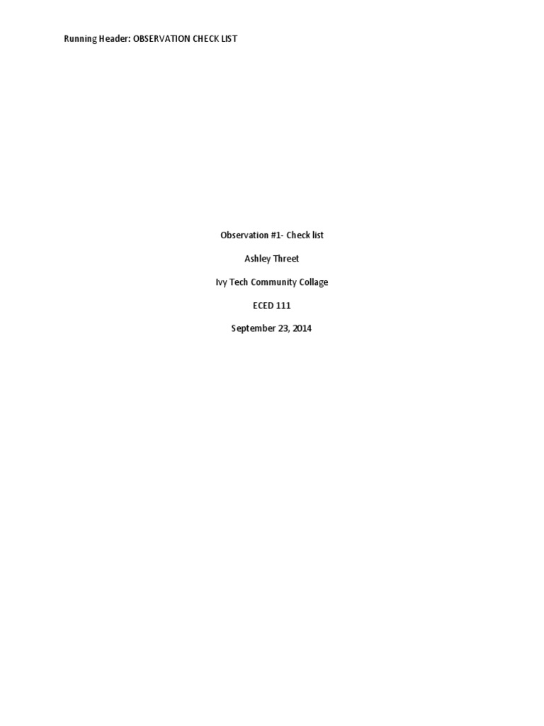 Observation 1 Eced 111 | PDF
