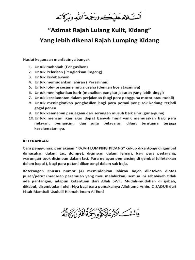 Azimat Rajah Lulang Kulit | PDF | Bisnis | Memasak, Makanan, & Anggur