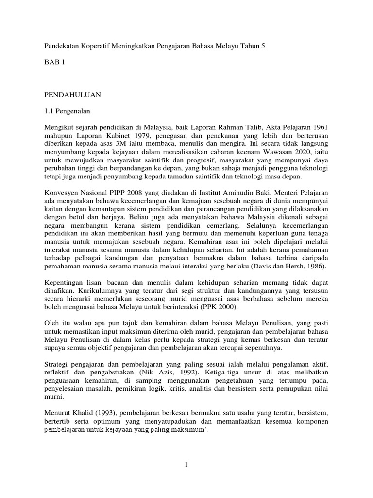 Pendekatan Koperatif Meningkatkan Pengajaran Bahasa Melayu Tahun 5 Pdf