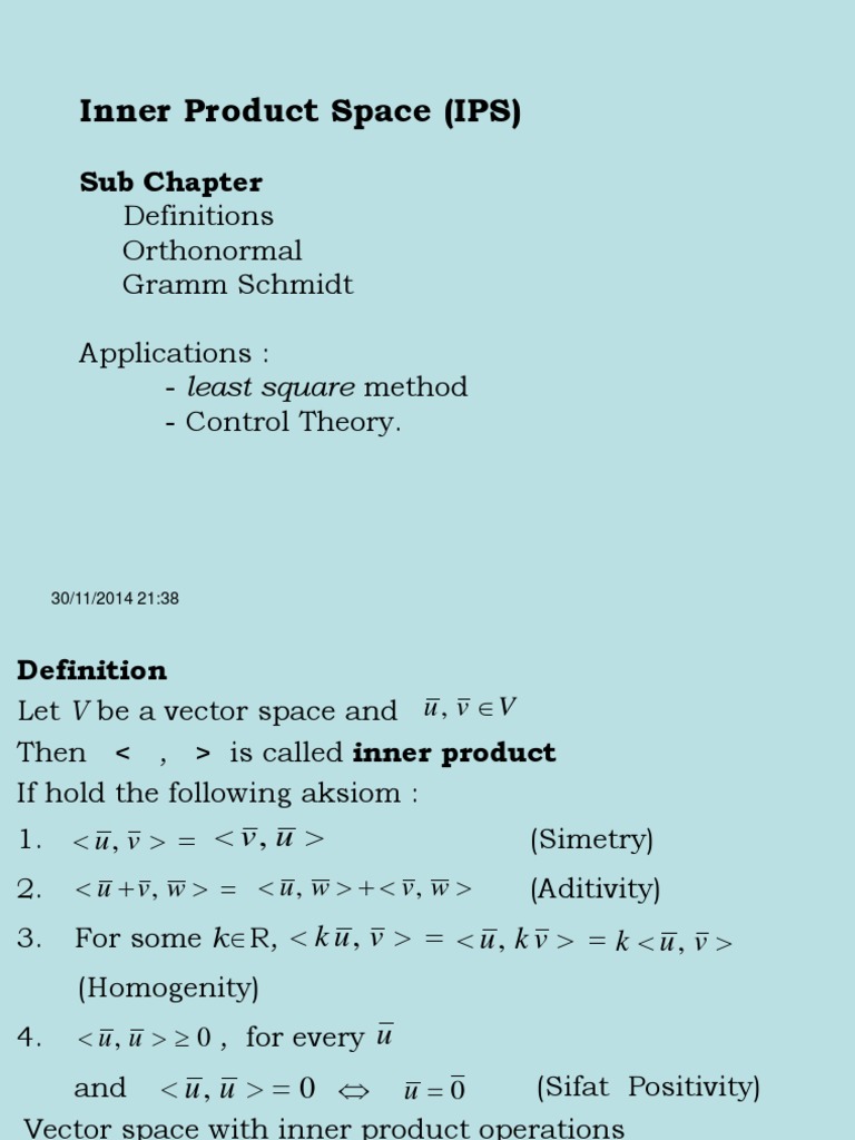 Inner Product Space Overview | PDF | Basis (Linear Algebra) | Orthogonality