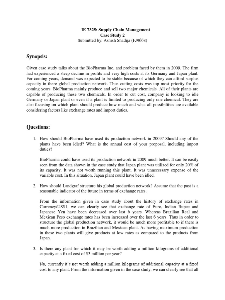 Bio Pharma Case Study Pdf Forecasting Exchange Rate