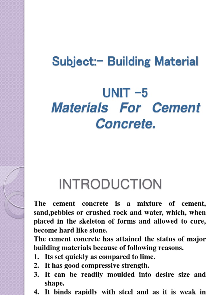 5 Materials of Cement Concrete | PDF | Concrete | Building Engineering