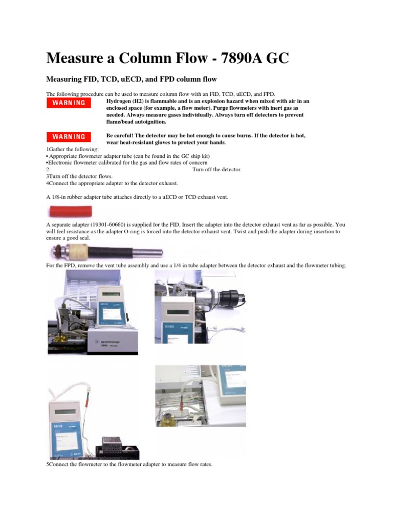 Measure A Column Flow 7890A GC Measuring FID, TCD, uECD, and FPD