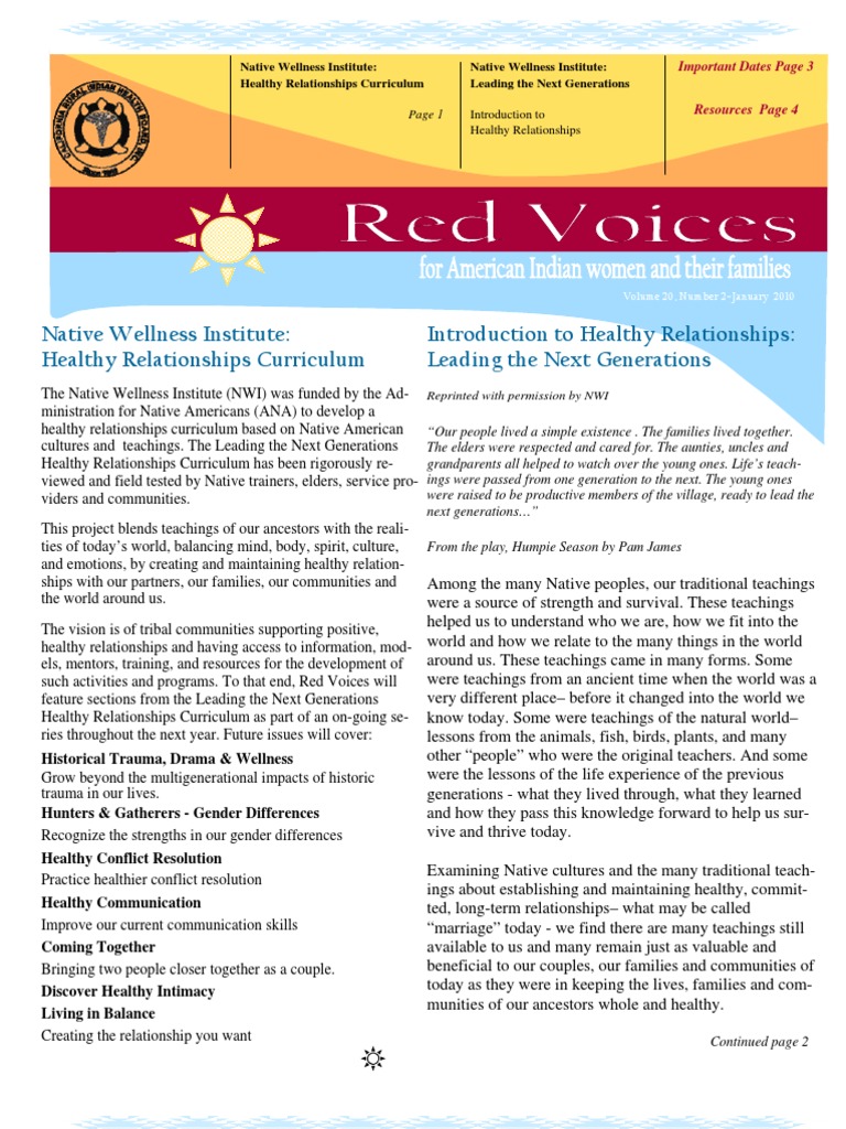 Native Wellness Institute: Healthy Relationships Curriculum Page | PDF ...