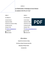 Article On A Study On Usage of Information Technology in Stock Market