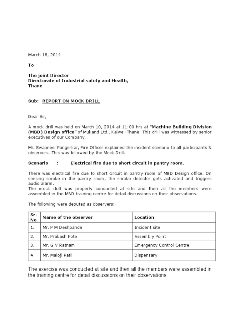 3.05B Mock Drill Report DISH 10.03.14 Emergency Management