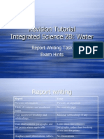 Revision Tutorial Integrated Science 2B: Water: Report Writing Task Exam Hints
