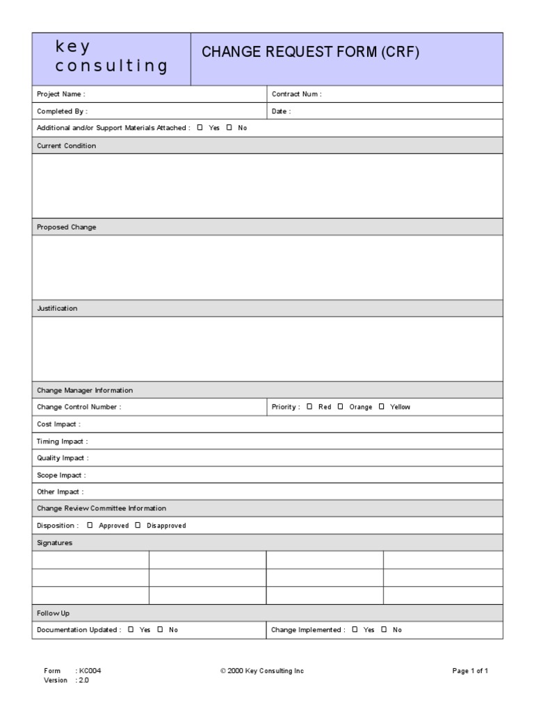 Project Change Request Form PDF