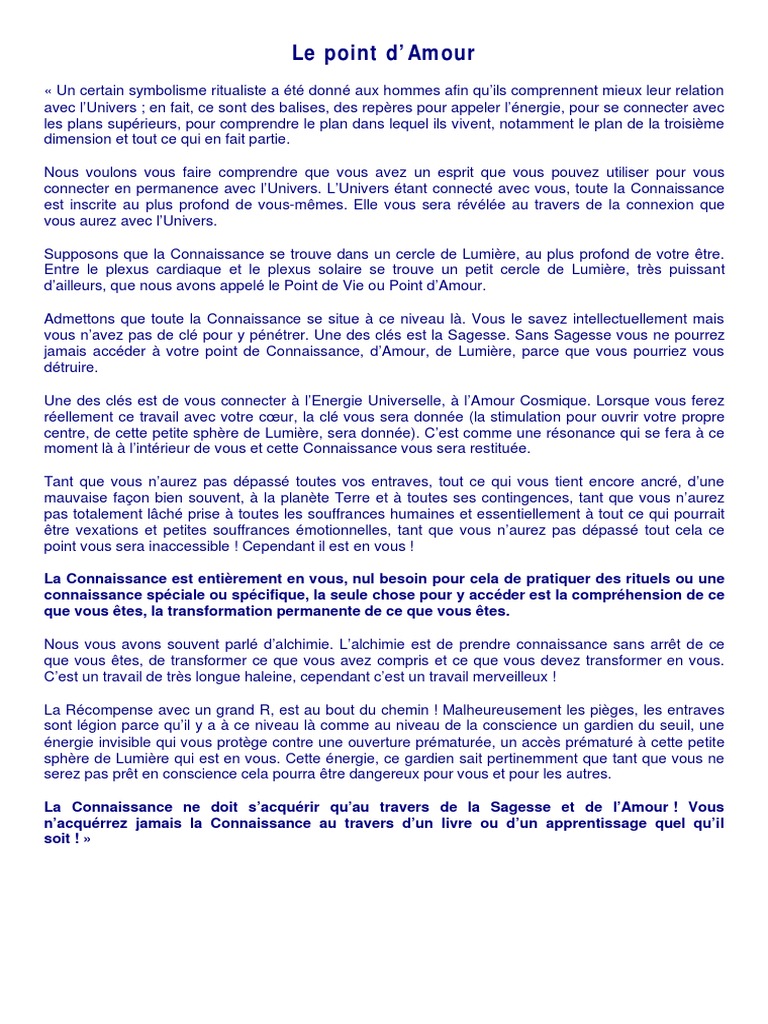 Le Point D Amour Amour Univers