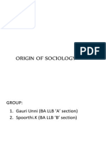 Origin of Sociology