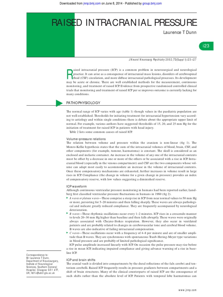Understanding Raised Intracranial Pressure | PDF | Traumatic Brain ...
